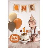 Hey Parti Minimal Boho Temalı 1 Yaş Doğum Günü Parti Seti (BANNER, 7'Lİ BALON, PASTA SÜSÜ) Doğum Günü Konsepti