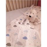 Heybe Home Bebek Müslin Mavi Waffle Pike Takımı Bulut Desenli-Heybe Home - 100 x 110 cm