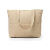 Heybe Shop Kadın Şık ve Geniş Hacimli Yumuşak Kapitone Puf Kumaş Tote Çanta - Krem