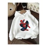 Heybely Kids Pamuklu Erkek Çocuk Kapüşonlu Sweatshirt Iki Iplik Şardonsuz Spiderman Baskılı