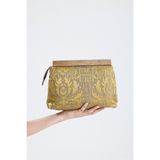 HEYBE'S Heybes Kadın Hardal Otantik Desen Clutch Çanta