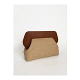 HEYBE'S Heybes Kadın Kahve Deri Detaylı Jüt Clutch El Çantası
