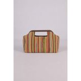 HEYBE'S Heybes Kadın Renkli Çizgili Hasır Jüt Clutch El Çantası