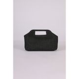 HEYBE'S Heybes Kadın Siyah Hasır Jüt Clutch El Çantası