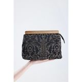 HEYBE'S Heybes Kadın Siyah Otantik Desen Clutch Çanta