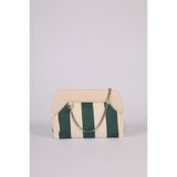 HEYBE'S Heybes Kadın Yeşil Çizgi Desenli Kanvas Clutch El Çantası
