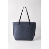 Heybes Kadın Gri Büyük Boy Keçe Kumaş Shopper Tote Omuz Çantası - Gri - Siyah