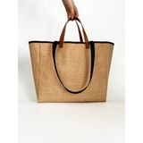 Heybes Kadın Jüt Büyük Boy Plaj Ve Alışveriş Shopper Tote Omuz Çantası - 028-Kahverengi