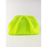 Heybes Kadın Neon Yeşil Piliseli Clutch El Çantası Dokuma Kumaş ile Casual Kullanım için Şık