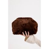 Heybes Kadın Peluş Teddy Clutch Çanta Koyu Kahverengi 32x21x11 cm Şık Gece Kullanım için Tasarlandı