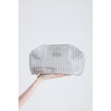 Heybes Kadın Şeffaf Clutch El Çantası 28x19x10 cm Beyaz Geometrik Desenli Poliüretan - 001-Beyaz