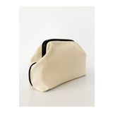 HEYBE'S Kadın Siyah Biyeli Kanvas Keten Clutch El Çantası