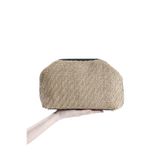 Heybes Kadın Siyah Deri Detaylı Balık Sırtı Örgü Jüt Clutch El Çantası