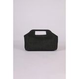 Heybes Kadın Siyah Hasır Jüt Clutch El Çantası