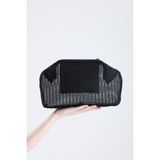 HEYBE'S Kadın Siyah Petek Desenli Şeffaf Clutch El Çantası