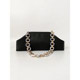 Heybes Kadın Siyah Zincirli Baget Omuz Çantası - 33 × 15 × 6 cm