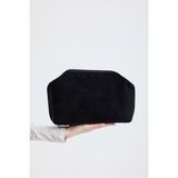 Heybes Kadın Süet Clutch El Çantası (Siyah)