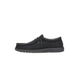 HEYDUDE Erkek Wally Classic | Hafif Slip On Loafer'lar | Su Geçirmez Üst Kısım ile Rahat Seyahat Hazır Ayakkabı, Siyah/Kömür, 44 EU