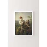 Heyecanlı Üzüm Toplayıcı - Beyaz Çerçeve, Beyaz, 50 x 70