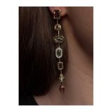 HEYjewelry 7 Element Taşlı Melis Goral Çelik Küpe Gold Renk Y Küpe