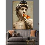 Heykel Michelangelo'Nun Davut'U Pizza Dekoratif Kanvas - Mdf Ahşap Tablo