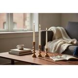 Heykelsi Ahşap Mumluklar - El Yapımı Kayın Ağacı Konik 3'lü Set Şamdan - Doğal Ahşap Yağı ile Kaplanmış - Mid-Century Modern Tasarım