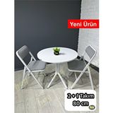 heymodülermobilya Aras 2 Kişilik Yuvarlak Mutfak Yemek Masası Takımı 2+1 Beyaz Kazayağı 80 Cm Beyaz - Kazayağı