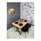 heymodülermobilya Handan Ceviz Mutfak Yemek Masası Balkon Masası Kavisli Köşe Metal Siyah Ayak 110*70 Cm