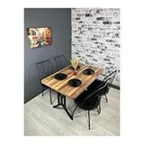 heymodülermobilya Handan Kemençe Mutfak Yemek Masası Balkon Masası Kavisli Köşe Metal Siyah Ayak 110*70 Cm Kahverengi