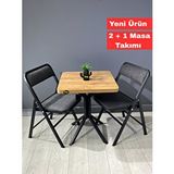 heymodülermobilya Mercan Ceviz 2 Kişilik Kare Mutfak Yemek Masası Takımı 2+1 Keten Gri 60 Cm