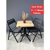 heymodülermobilya Mercan Safir 2 Kişilik Kare Mutfak Yemek Masası Takımı 2+1 Keten Gri 60 Cm