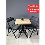 heymodülermobilya Mercan Sonoma 2 Kişilik Kare Mutfak Yemek Masası Takımı 2+1 Keten Gri 60 Cm