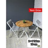 heymodülermobilya Pars 2 Kişilik Yuvarlak Mutfak Yemek Masası Takımı 2+1 Ceviz Kazayağı Kumaş 70 Cm Ceviz - Kazayağı