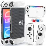 HEYSTOP Switch OLED Kılıf, Yerleştirilebilir PC Koruyucu Kılıf, Nintendo Switch OLED için Sap Kılıfı ve Başparmak Kapaklı Aksesuarlar, Komple Koruma