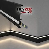 Heyzer Düz Süpürgelik LED Profili (3 Metre) – Alüminyum - Siyah