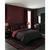 H&F Trendline Çift Kişilik Çift Taraflı Nevresim Takımı (Çarşafı Lastikli) - Siyah - Bordo - 200 x 220 cm
