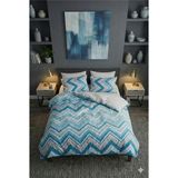 H&F Trendline Çift Taraflı Çift Kişilik Nevresim Takımı - Mavi - Beyaz - Gri - 220 x 240 cm