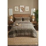 H&F Trendline Leopar Desenli Çift Kişilik Nevresim Takımı - Kahve - Beyaz - 220 x 240 cm