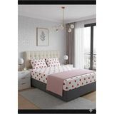 H&F Trendline Leopar Desenli Kahverengi Battal Boy Lastikli Çift Kişilik Çarşaf Seti (+2 Yastık Kılıfı) - Beyaz - Kırmızı - 180X200