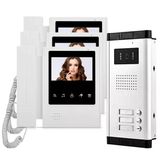 Hfeng 4.3'' Renkli Görüntülü Kapı Telefonu, Kapı Zili İnterkom Sistemi İle 3 Monitör + 700Tvl Ir Coms 3 Daire/Aile İçin Gece Görüşlü Video Kamera