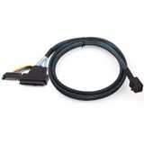 H!Fiber.com 12G Dahili Mini SAS HD SFF-8643 - U.2 SFF-8639 NVMe SSD Kablosu, 15 pinli Erkek SATA Güç Konnektörü, PCIe 4.0, 12Gbps, 85 Ohm, 1-Metre (3.3 ft)