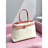 Hfky Kadın Keten Dokuma Vizon Tote Bag. El ve Omuz Çantası. RY425 - Pudra