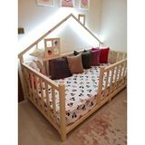 HFT Home Hft Home Unisex Evli Montessori Bebek Ve Çocuk Karyolası Doğal Ahşap Çam