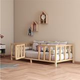 Hft Home Kapılı Unisex Montessori Bebek ve Çocuk Karyolası Doğal Ahşap Yatak - 120 x 200 cm