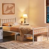 Hft Home Metal Karyola, Çınar Metal Karyola Beyaz Renk, Tek Kişilik, Ölçü Seçenekli 20 90X200 Beyaz
