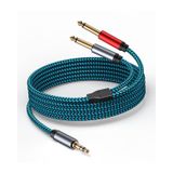 Hftywy 3,5 mm - 2 x 6,35 mm Kablo 6,8 m, 1/8 inç Erkek Stereo - Çift 1/4 Mono Erkek Ses Kablosu, 3,5 mm TRS - Çift 6,35 mm TS Y Splitter Ara Kablo, Ev Stereo Sistemleri ile Uyumlu Ayırıcı