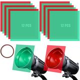 HFXXAD 24 Adet Noel Jel Filtre Renkli, Şeffaf Renk Kaplamaları Film Okumak, Led Işık veya El Sanatları için Plastik Sayfalar, Kırmızı ve Yeşil, 20,4 X 20,4 cm