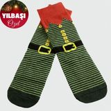 Hg.Aksesuar Noel Baba Kemeri Yılbaşı Penye Çorap - Yeşil - M - L