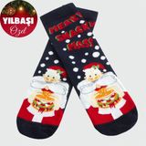 Hg.Aksesuar Noel Baba Yılbaşı Penye Çorap - Lacivert - 28