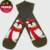 Hg.Aksesuar Penguen Yılbaşı Penye Çorap - Asker Yeşili - M - L